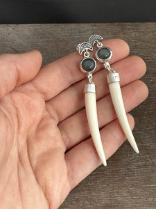 Moonstone and Bone dangle earrings