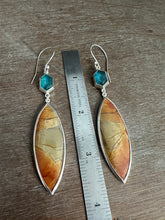 Load image into Gallery viewer, Apatite and Cherry Creek Jasper Earrings
