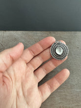Load image into Gallery viewer, Layered silver and mother of pearl eye pendant
