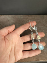 Load image into Gallery viewer, Abalone, Sea Urchin, and Peruvian opal dangly earrings
