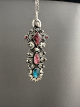 Load image into Gallery viewer, Multi stone pendant with a Winza Sapphire, Tourmaline, Kyanite, Garnets, and a Pearl
