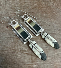 Load image into Gallery viewer, Brazilian Polychrome Jasper Earrings with porcelain feathers
