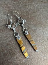 Load image into Gallery viewer, Bronze Sapphire and Tiger Eye Slice Earrings
