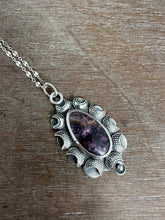 Load image into Gallery viewer, Lepidolite in Tourmaline Moon Pendant
