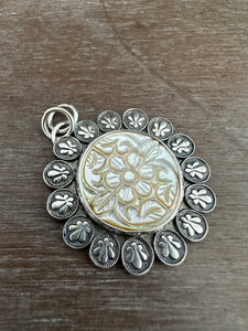 Carved Mother of Pearl pendant 2