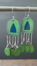 Load and play video in Gallery viewer, Blue doorway Enamel Earrings
