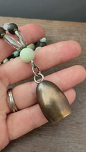 Load and play video in Gallery viewer, Handmade Bronze Bell on Hand Knotted Silk Beaded (short necklace)
