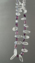 Load and play video in Gallery viewer, Quartz and Fluorite Beaded Necklace on Hand Knotted Silk Thread
