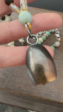 Load and play video in Gallery viewer, Handmade Bronze Bell on Hand Knotted Silk Beaded (long necklace)
