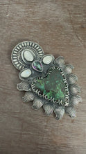 Load and play video in Gallery viewer, Parrot wing chrysocolla Sacred Heart with mystic topaz and moonstones
