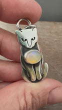 Load and play video in Gallery viewer, Sterling silver Kitty Pet with Opal
