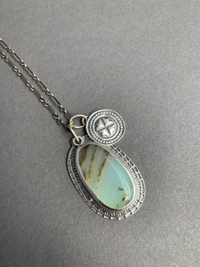 Peruvian blue opal charm necklace