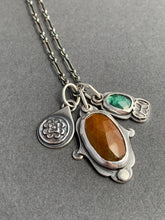 Load image into Gallery viewer, Sapphire and tourmaline charm necklace
