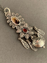 Load image into Gallery viewer, Dendritic agate and garnet jingle necklace
