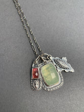 Load image into Gallery viewer, Prehnite and pink tourmaline charms
