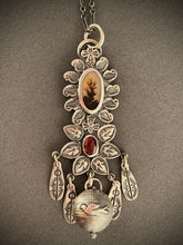 Load image into Gallery viewer, Dendritic agate and garnet jingle necklace
