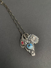 Load image into Gallery viewer, Kazakhstan lavender turquoise and tourmaline charm necklace
