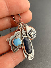 Load image into Gallery viewer, Kazakhstan lavender turquoise and sapphire charm necklace
