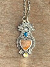 Load image into Gallery viewer, Fossilized coral sacred heart pendant
