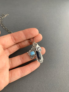 Kazakhstan lavender turquoise and sapphire charm necklace