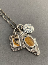Load image into Gallery viewer, Gold rutilated quartz and dendritic agate charms
