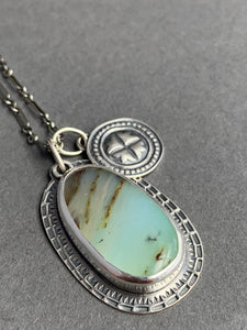 Peruvian blue opal charm necklace