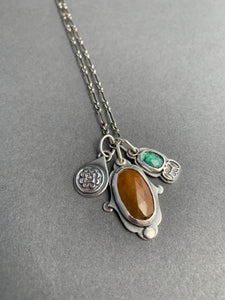 Sapphire and tourmaline charm necklace