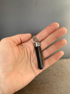 Black tourmaline crystal necklace