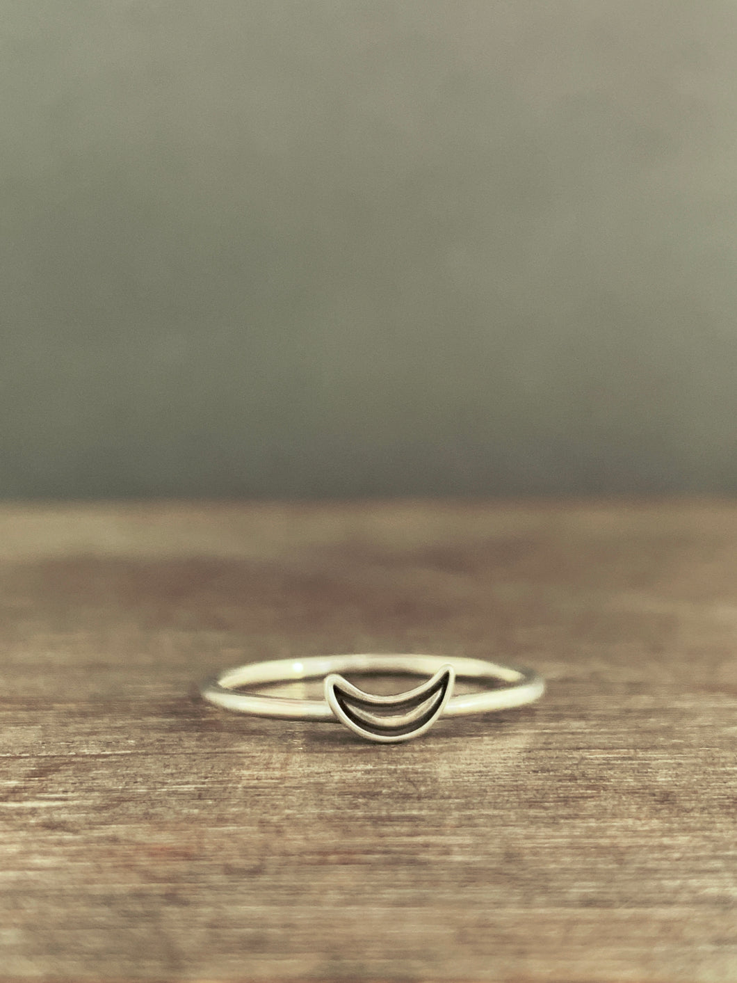 Crescent moon stack ring