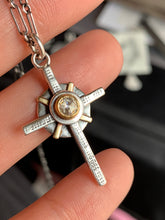 Load image into Gallery viewer, Small moissanite and gold cross
