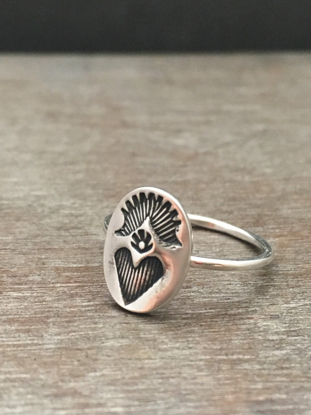 Delicate Sacred heart ring