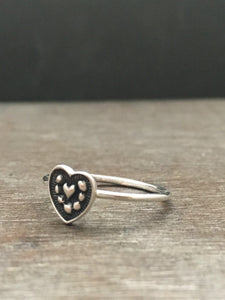 Ornate Silver heart ring