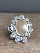 Load image into Gallery viewer, Large sapphire and kyanite statement ring Size 7.5
