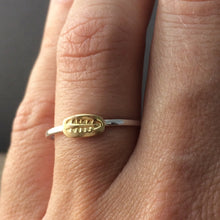 Load image into Gallery viewer, 22k solid gold and sterling silver feather stacking ring

