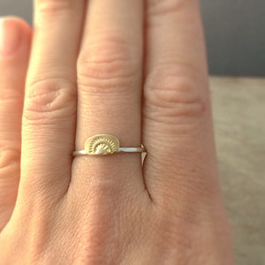 22k solid gold sun and sterling silver stacking ring
