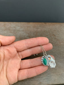 Monstera Charm Set with Turquoise and Tourmaline