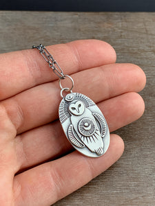 Sterling silver Owl moon pendant