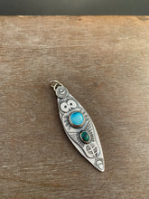 Load image into Gallery viewer, Owl pendant - Egyptian turquoise and chrysocholla
