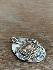 Sterling silver and bronze elephant pendant