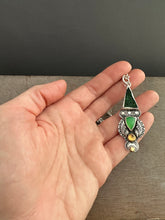 Load image into Gallery viewer, Uvarovite chrysoprase and citrine with 22k gold accents medallion
