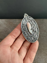 Load image into Gallery viewer, Carved Pink opal Fish Parable Pendant
