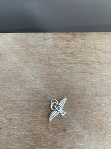 Small kyanite stamped bird pendant