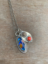 Load image into Gallery viewer, Millefiori glass and rosarita glass charm set
