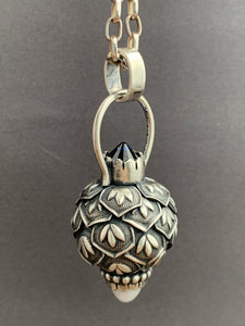 Vintage crystal and White Quartz dragon egg medallion