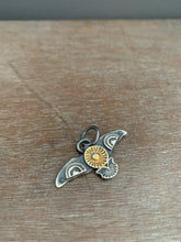 Load image into Gallery viewer, Small golden sun stamped bird pendant
