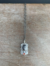 Load image into Gallery viewer, Silver sheen sapphire and garnet charm necklace
