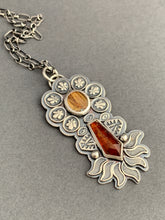 Load image into Gallery viewer, Rutilated quartz and orange kyanite pendant
