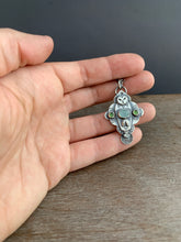 Load image into Gallery viewer, Owl pendant #9 -  Serpentine and Aquamarine
