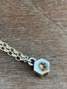 Tiny hexagon diamond pendant