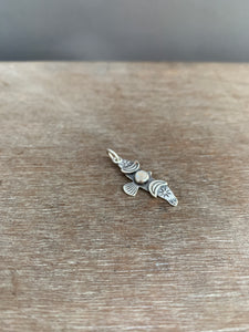 Small moonstone stamped bird pendant